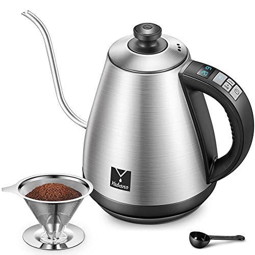 Electric Gooseneck Pour Over Coffee Kettle with Coffee Dripper, Yabano Variable Temperature Control...