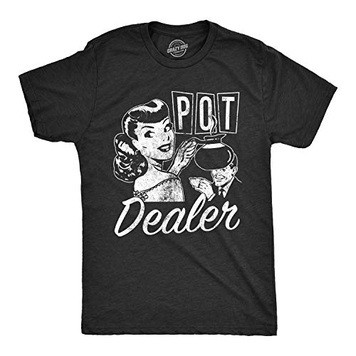 Mens Pot Dealer Tshirt Funny Coffee Tee Weed Smoker 420 Shirt Caffeine Addicted Mens Funny T Shirts...