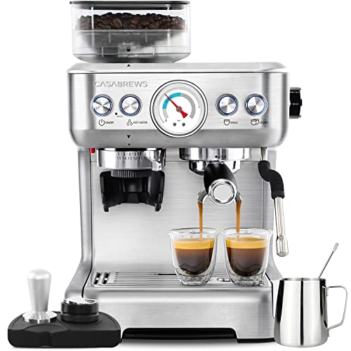 CASABREWS Espresso Machine With Grinder, Professional Espresso Maker With Milk Frother Steam Wand,...