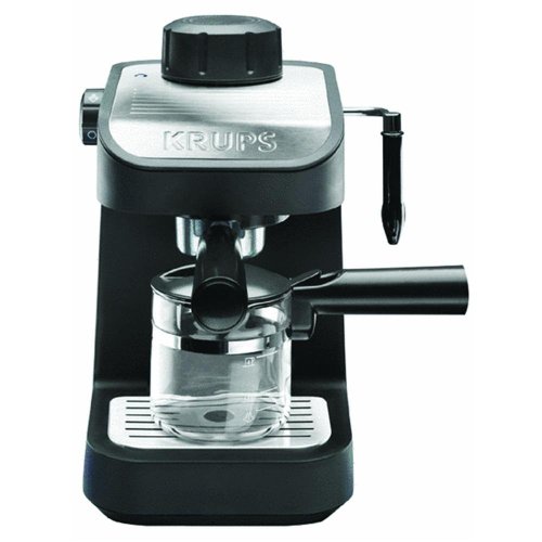 KRUPS XP1020 Steam Espresso Machine with Glass Carafe, 4-Cup, Black
