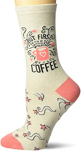 K. Bell Socks Women's Food and Drink Novelty Crew Casual Sock, Oatmeal (But First Coffee), Shoe Size...