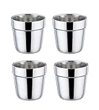 TeamFar Coffee Cup Espresso Cup Mug Set of 4, Double Wall Stainless Steel Tea Cups, Reusable &...