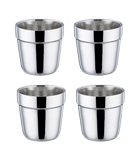 TeamFar Coffee Cup Espresso Cup Mug Set of 4, Double Wall Stainless Steel Tea Cups, Reusable &...