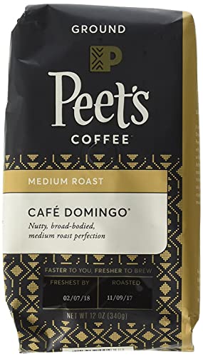 Peet's Coffee Café Domingo, Medium Roast Ground Coffee, 12 Ounce Bags (Pack of 2) Smoothly Sweet,...