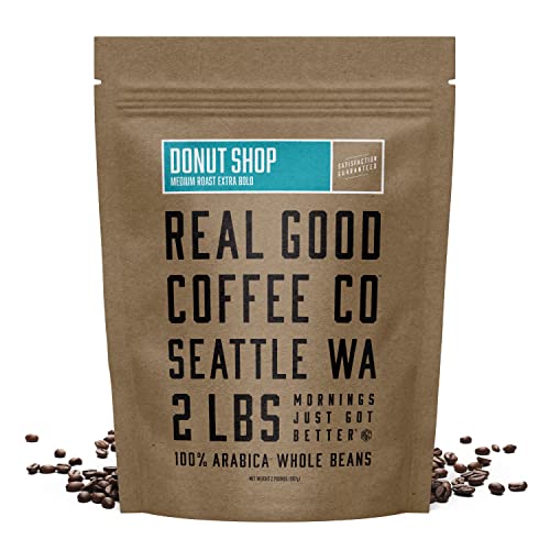 Real Good Coffee Company - Whole Bean Coffee - Donut Shop Medium Roast Coffee Beans - 2 Pound Bag -...