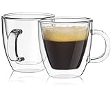 JoyJolt Savor Double Wall Insulated Glasses Espresso Mugs (Set of 2) - 5.4-Ounces