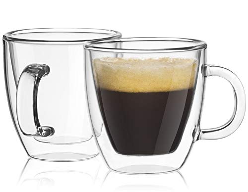 JoyJolt Savor Double Wall Insulated Glasses Espresso Mugs (Set of 2) - 5.4-Ounces