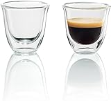 De'Longhi DeLonghi Double Walled Thermo Espresso Glasses, Set of 2, Regular, Clear, 90 milliliters