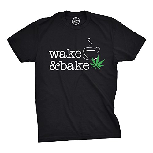 Mens Wake and Bake Tshirt Funny Morning Marijuana Legalization Tee for Guys Mens Funny T Shirts 420...