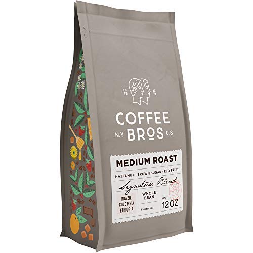 Coffee Bros., Medium Roast — Whole Bean — 100% Arabica — 1 Bag (12oz) — Brazil & Ethiopia...