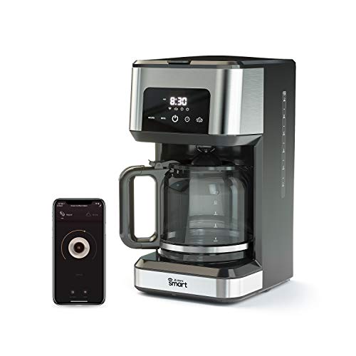 Atomi Smart WiFi Coffee Maker - No-Spill Carafe Sensor, Black/Stainless Steel, 12-Cup Carafe,...