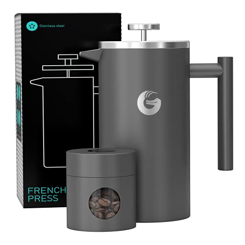 Coffee Gator French Press Coffee Maker - Thermal Insulated Brewer Plus Travel Jar - Large Capacity,...