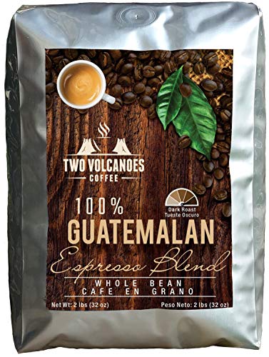 Two Volcanoes Espresso Coffee Beans - 2 Lbs - Guatemala Dark Roast Espresso Blend Whole Bean Coffee...