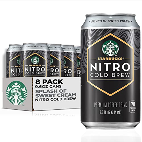 Starbucks Nitro Cold Brew Coffee, Splash of Sweet Cream, 9.6 fl oz Cans (8 Pack), Iced Coffee, Cold...