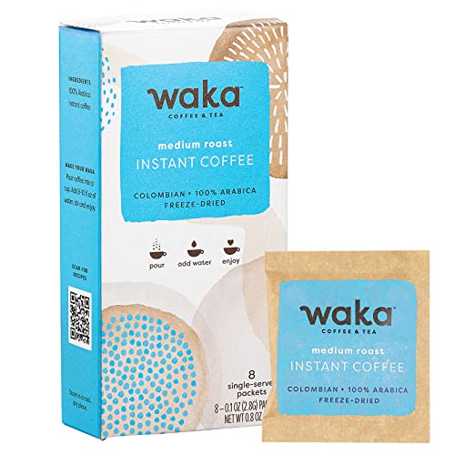 Waka Premium Instant Coffee Medium Roast, 8 Single Serve Packets in a Recyclable Box, 100% Arabica...