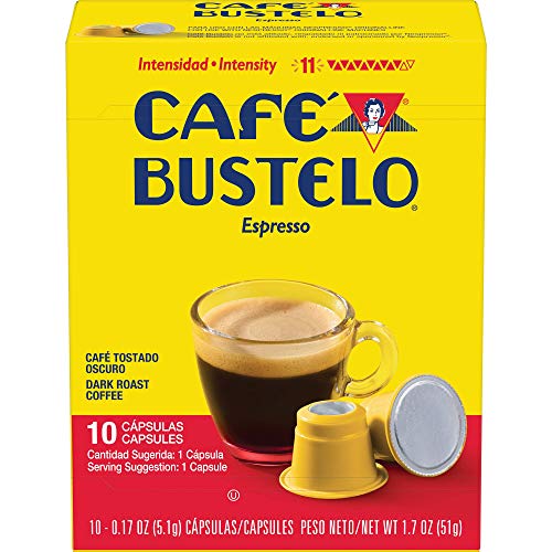 Café Bustelo Espresso Dark Roast Coffee, 40 Count Capsules for Espresso Machines, 11 Intensity