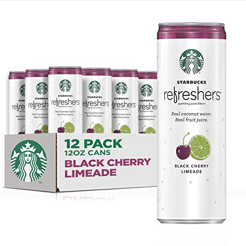 Starbucks, Refreshers with Coconut Water, Black Cherry Limeade, 12 fl oz. cans (12 Pack)