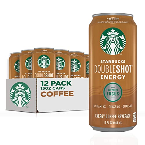 Starbucks RTD Energy Drink, Doubleshot Energy Drink, Coffee, Guarana, Vitamin B, Ginseng, 15 oz Cans...