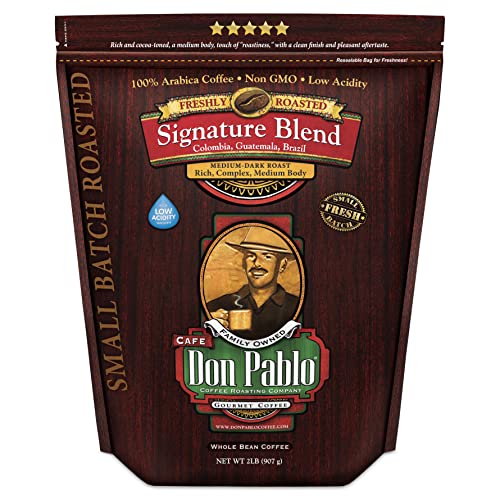 2LB Don Pablo Gourmet Coffee - Signature Blend - Medium Dark Roast - Whole Bean Coffee - 100%...
