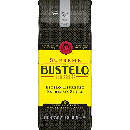 Supreme by Bustelo Whole Bean Espresso Coffee, 16-Ounce Bag (1 Pound)