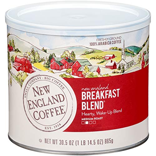 New England Coffee Breakfast Blend Medium-Roast Ground Coffee, 30.5-Ounce Can, Rich Taste & Aroma