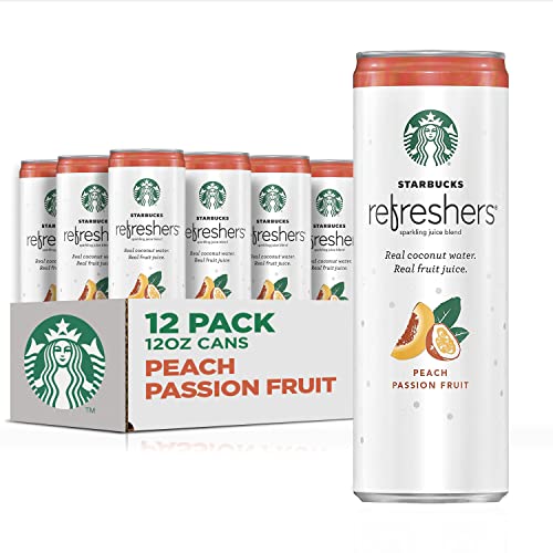 Starbucks, Refreshers with Cocounut Water, Peach Passion Fruit, 12 fl oz. cans (12 Pack) (Packaging...
