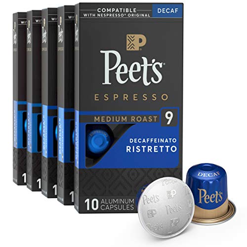 Peet's Coffee, Dark Roast Decaf Espresso Pods Compatible with Nespresso Original Machine, Decaf...