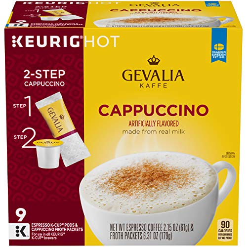 Gevalia Cappuccino Espresso K-Cup Coffee Pods & Froth Packets (36 Pods and Froth Packets), 9 Count...