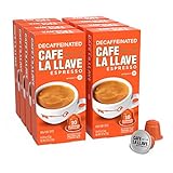 Cafe La Llave Decaf Espresso Capsules, Intensity 11-Recylable Coffee Pods (80 Count) Compatible with...