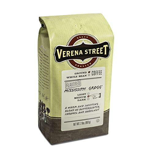 Verena Street, 2 Pound Flavored Ground Coffee, Mississippi Grogg, Medium Roast, Rainforest Alliance...