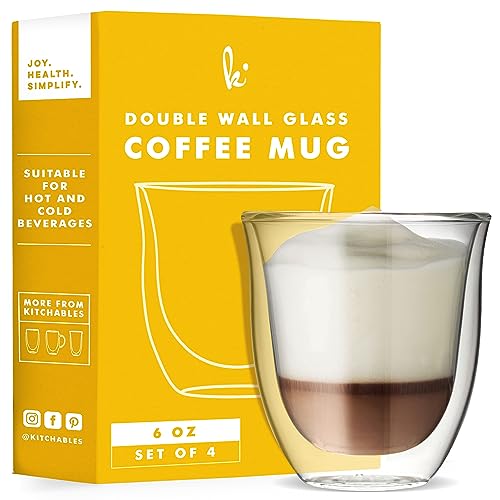 Kitchables Double Wall Glass Coffee Mugs, Insulated Cup Sets for Kitchen, Borosilicate Glass Tea...