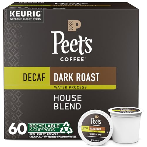 Peet's Coffee, Dark Roast Decaffeinated Coffee K-Cup Pods for Keurig Brewers - Decaf House Blend ,...