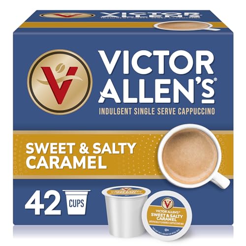 Victor Allen's Coffee Sweet and Salty Caramel Flavored Cappuccino Mix, 42 Count, Single Serve K-Cup...