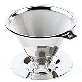 Maranello Caffé Pour Over Coffee Dripper Stainless Steel Reusable Drip Cone Coffee Filter Portable...