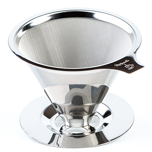 Maranello Caffé Pour Over Coffee Dripper Stainless Steel Reusable Drip Cone Coffee Filter Portable...