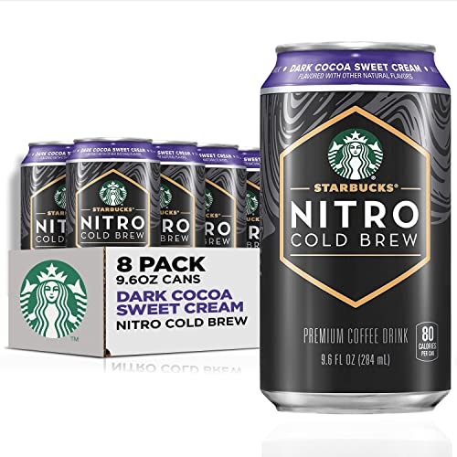 Starbucks Nitro Cold Brew Coffee, Dark Cocoa Sweet Cream, 9.6 fl oz Cans (8 Pack), Iced Coffee, Cold...