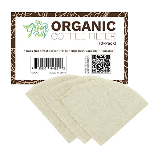 XFasten Organic Hemp Cloth Coffee Filter Cone No. 4, 3-Pack, Reusable | Zero-Waste and Eco-Friendly...