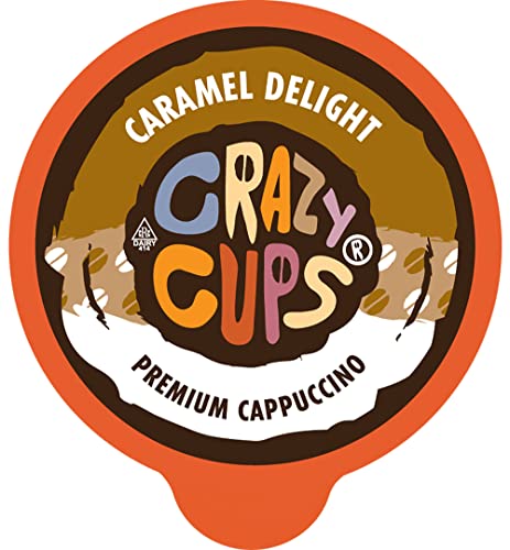 Crazy Cups Flavored Hot or Iced Cappuccino, for the Keurig K Cups Cappuccino 2.0 Brewers, Caramel...