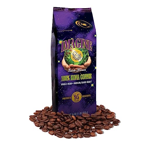 Imagine Kona Organic Coffee Beans | Arabica Kona Beans | Top Grade Air Roasted | Medium Dark Roast |...