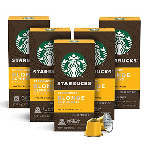 Starbucks by Nespresso Blonde Roast Espresso (50-count single serve capsules, compatible with...