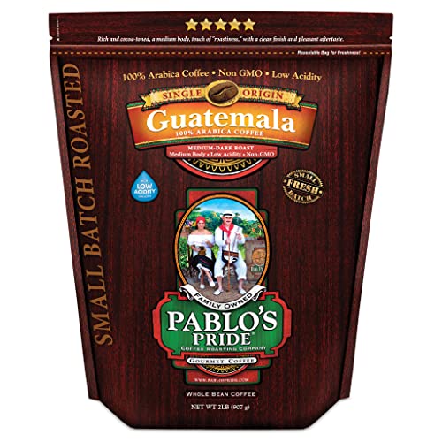 2LB Pablo's Pride Guatemala - Medium-Dark Roast - Whole Bean Arabica Coffee - Low Acidity - 2 Pound...