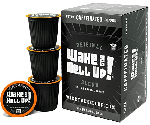 Wake The Hell Up! Dark Roast Single Serve Coffee Pods | Ultra-Caffeinated Coffee For K-Cup...