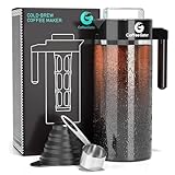 Coffee Gator Cold Brew Coffee Maker - 47 oz Iced Tea and Cold Brew Maker and Pitcher w/Glass Carafe,...