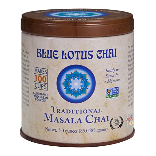 Blue Lotus Chai - Traditional Masala Chai - Makes 100 Cups - 3 Ounce Masala Spiced Chai Powder with...