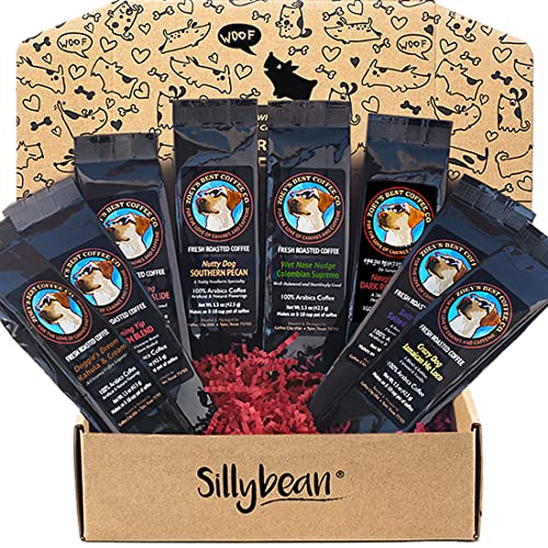 Sillybean Best Dog Mom Dog Dad Ground Coffee Sampler Gift Box | 8 Delicious Fresh Roasted Coffees...