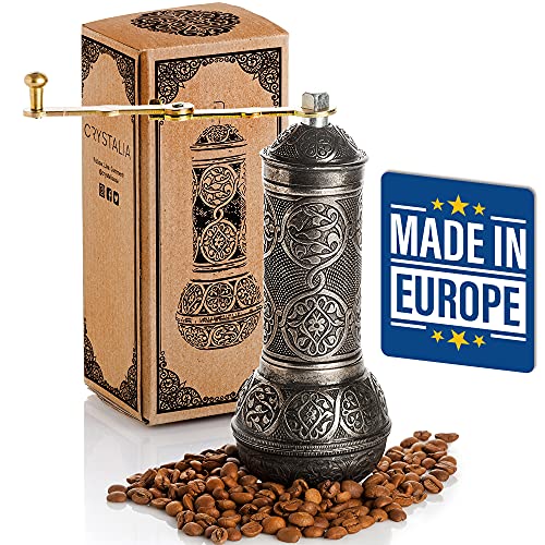 Crystalia Refillable Coffee Grinder, Authentic Manual Mill with Adjustable Grinder, Metal Coffee...