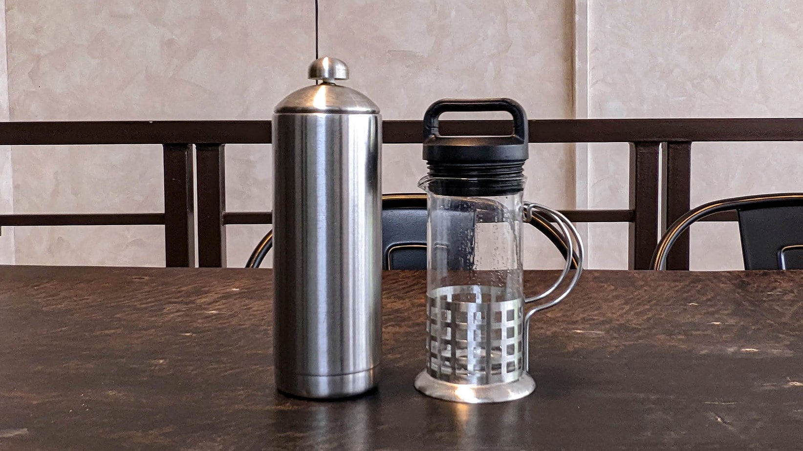 French Presses on the wooden table