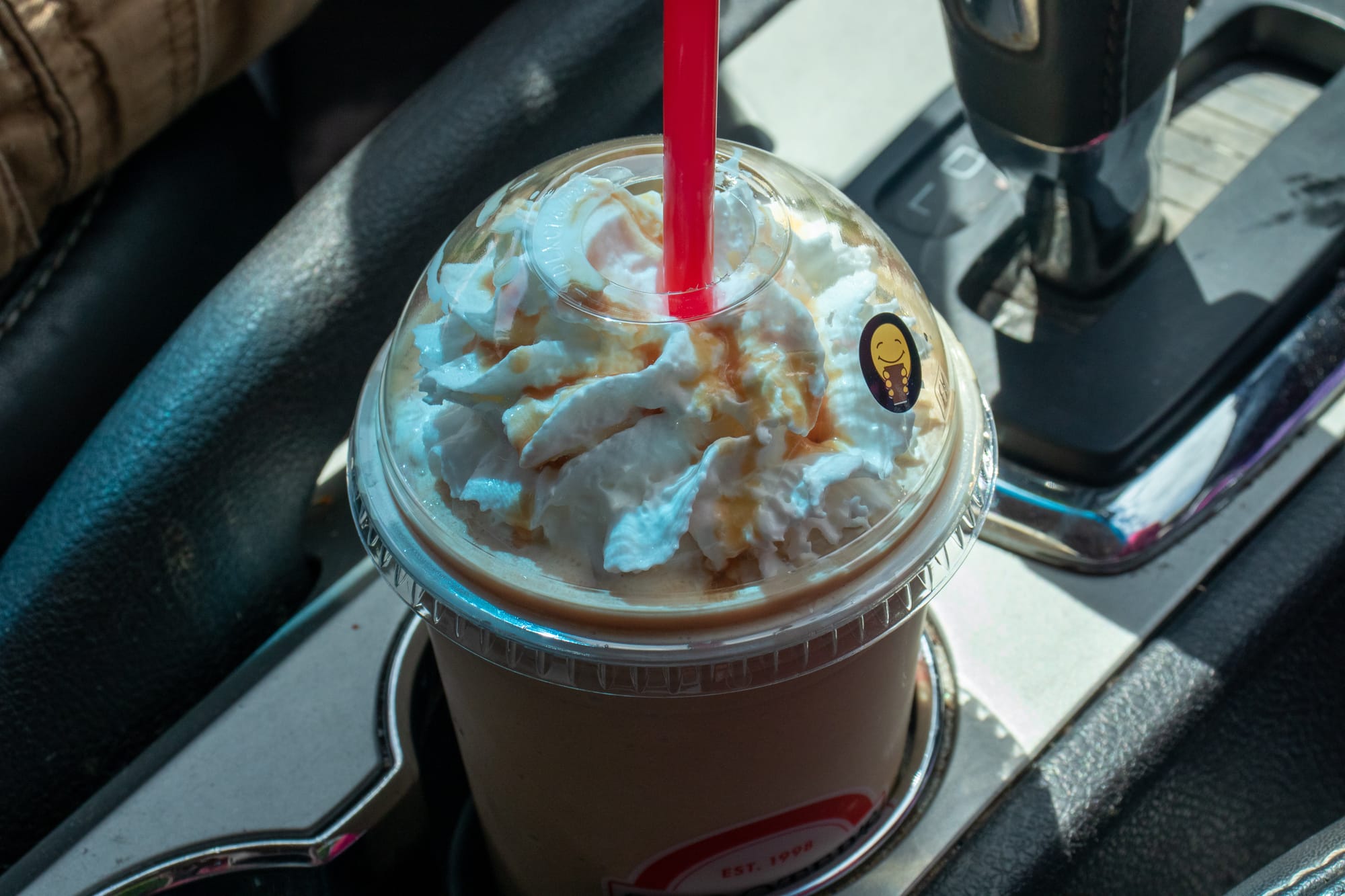 scooters coffee in car cup holder